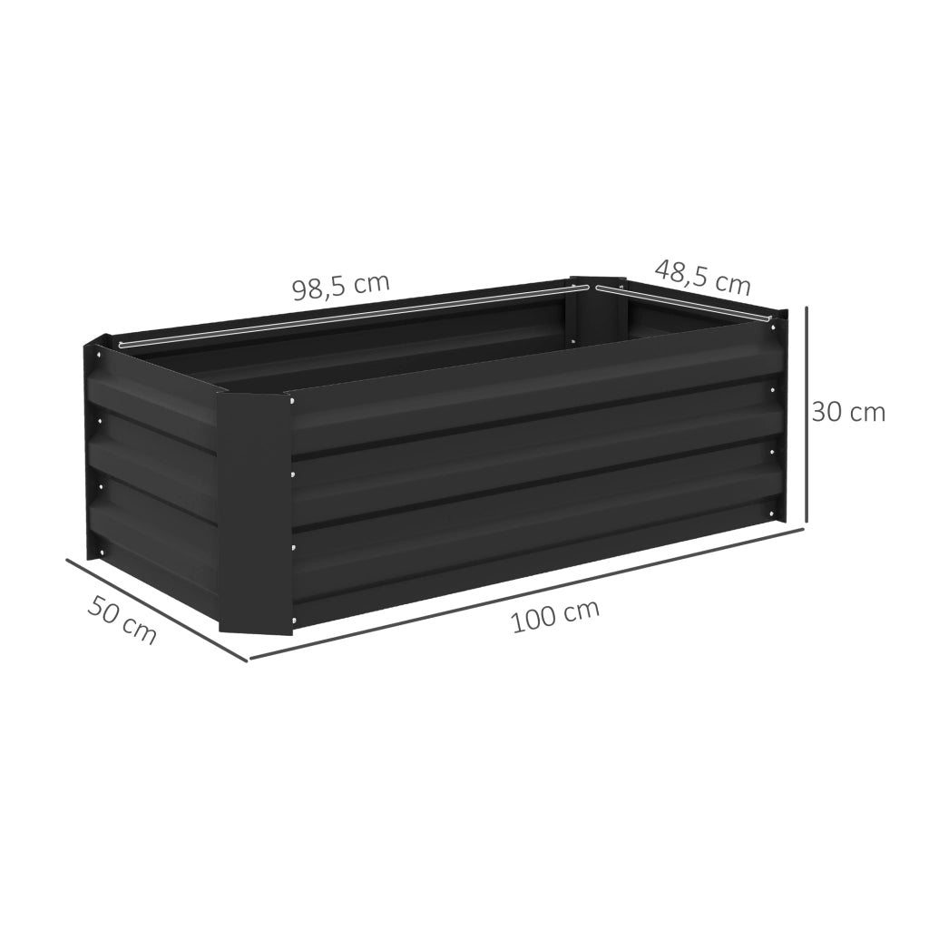 2 Pezzi Tavolo da Giardino ¨C Minimal ¨C Nero Acciaio 100x50x30 cm