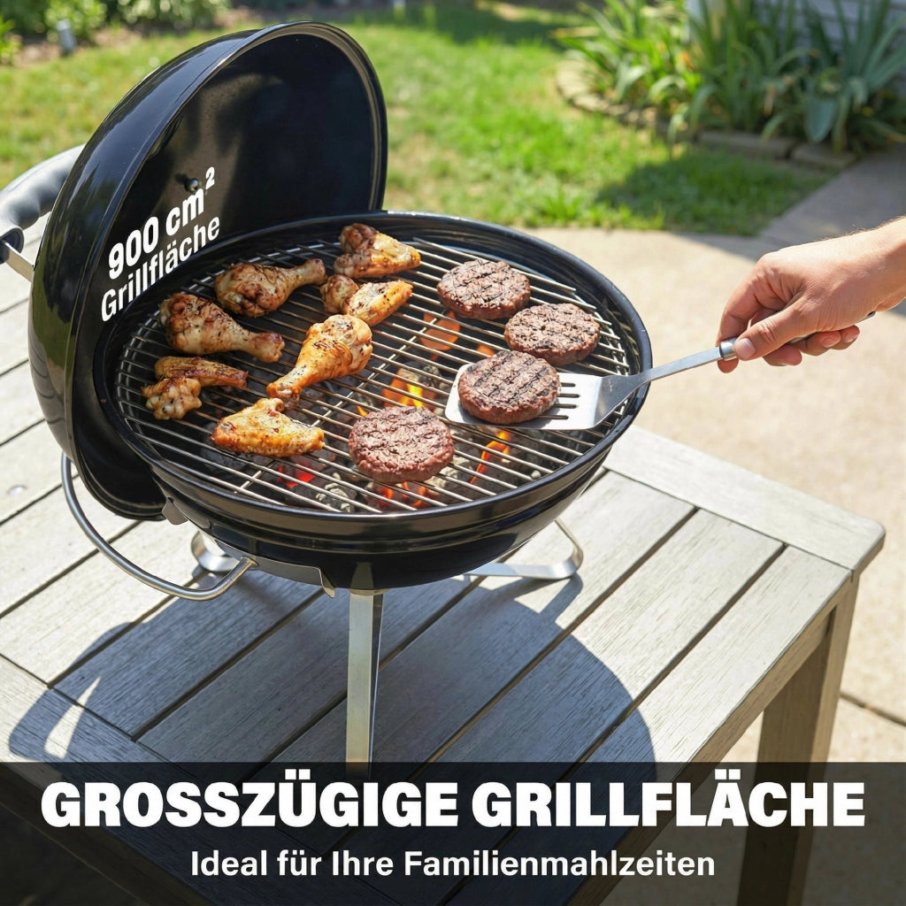 Barbecue a Carbone Portatile con Coperchio ¨C Xylo ¨C Nero 41x41x44 cm