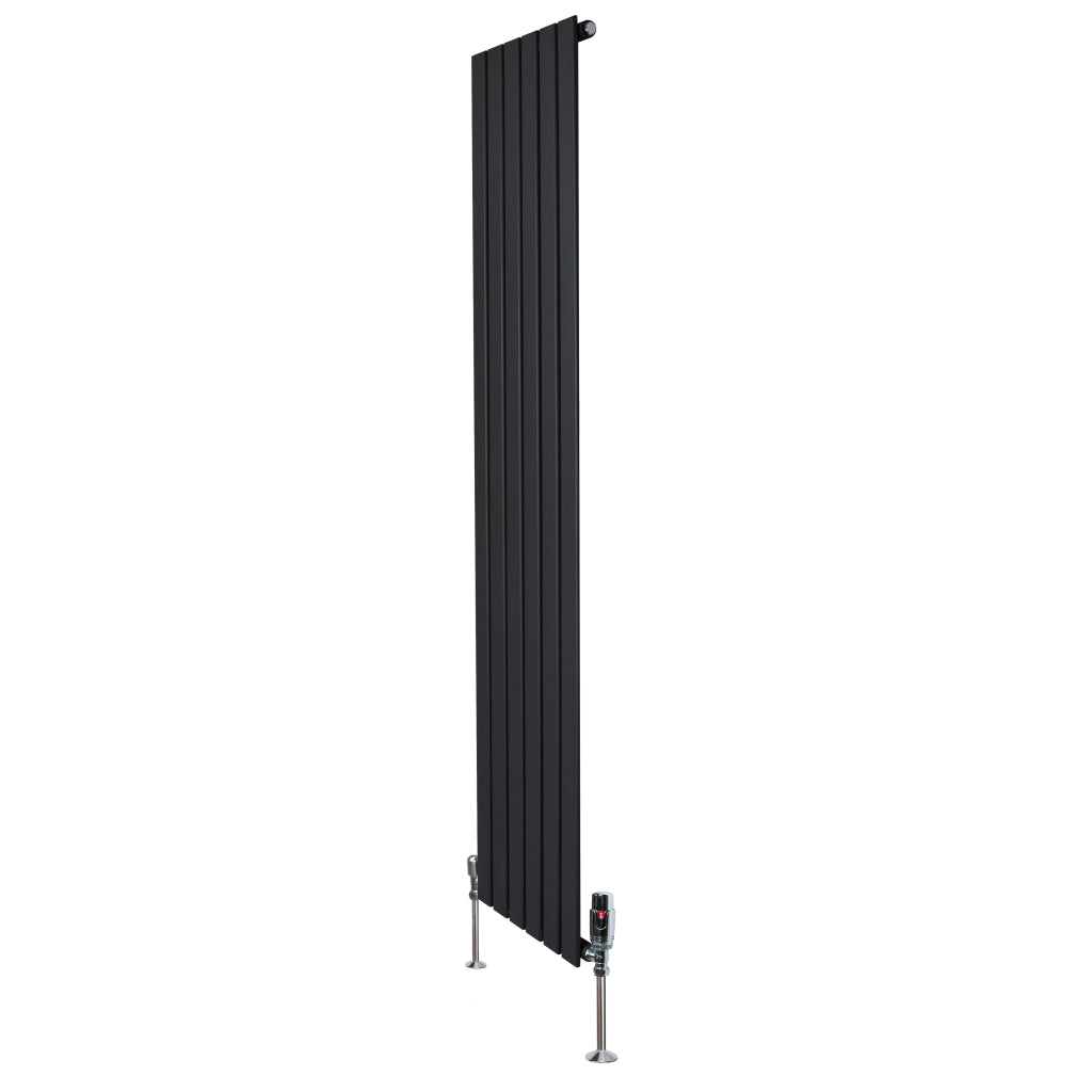 Radiatore Verticale 1800 x 420 mm con Valvole TRV Nero
