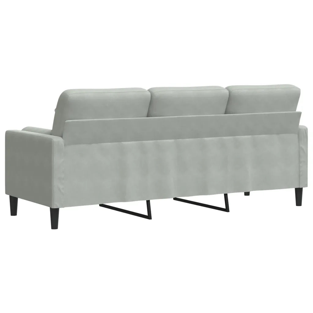 Divano a 3 Posti con Cuscini Grigio Chiaro 180 cm in Velluto