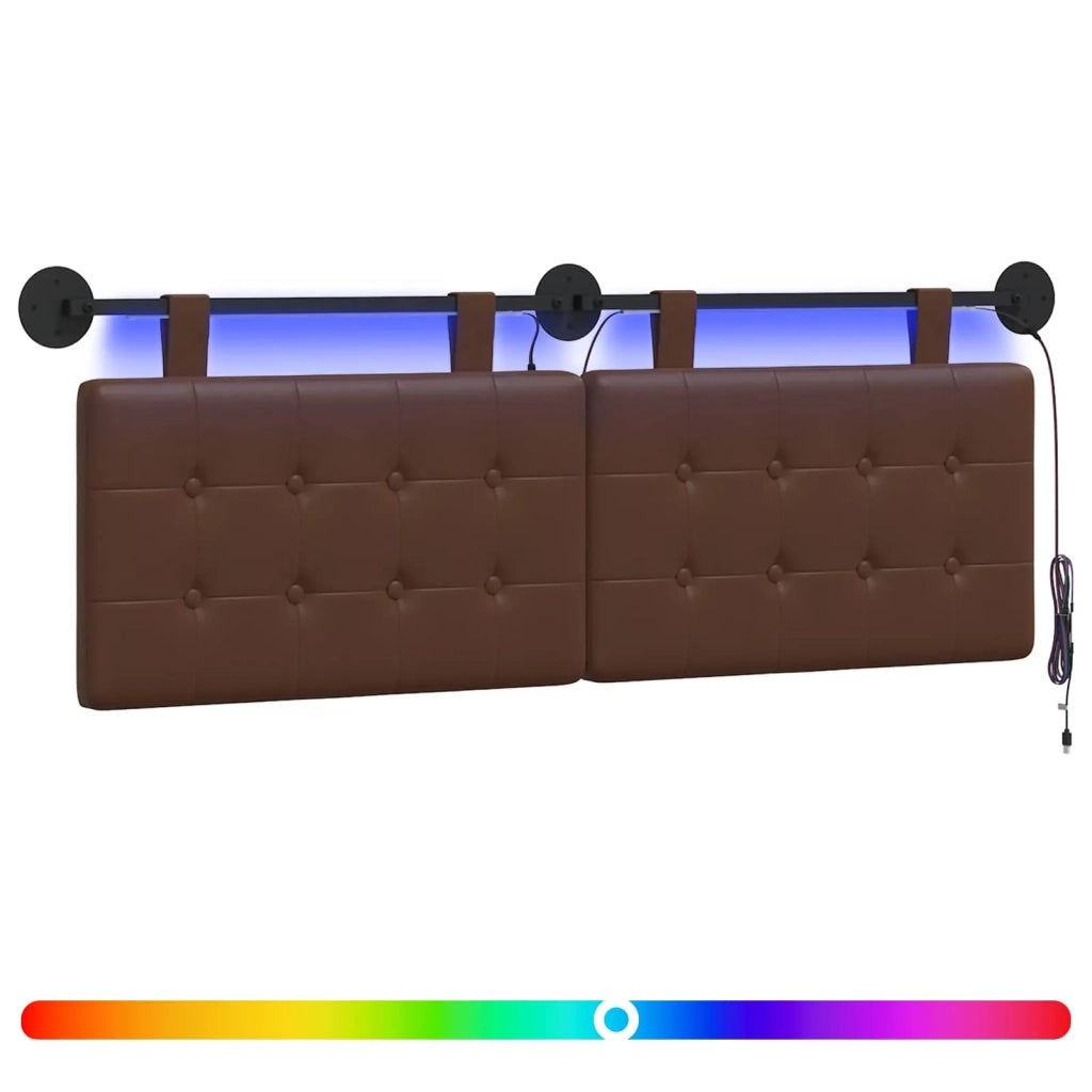 Testiera sospesa Con luce LED Marrone Similpelle 3424421