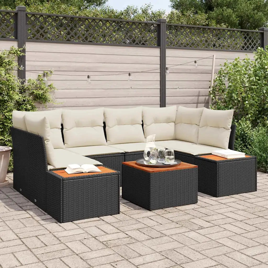 Set Divano da Giardino con archiviazione 7 pcs Nero Poly Rattan 3356702