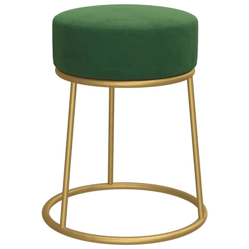 Sgabello Rotondo Verde in Velluto CFW9252542