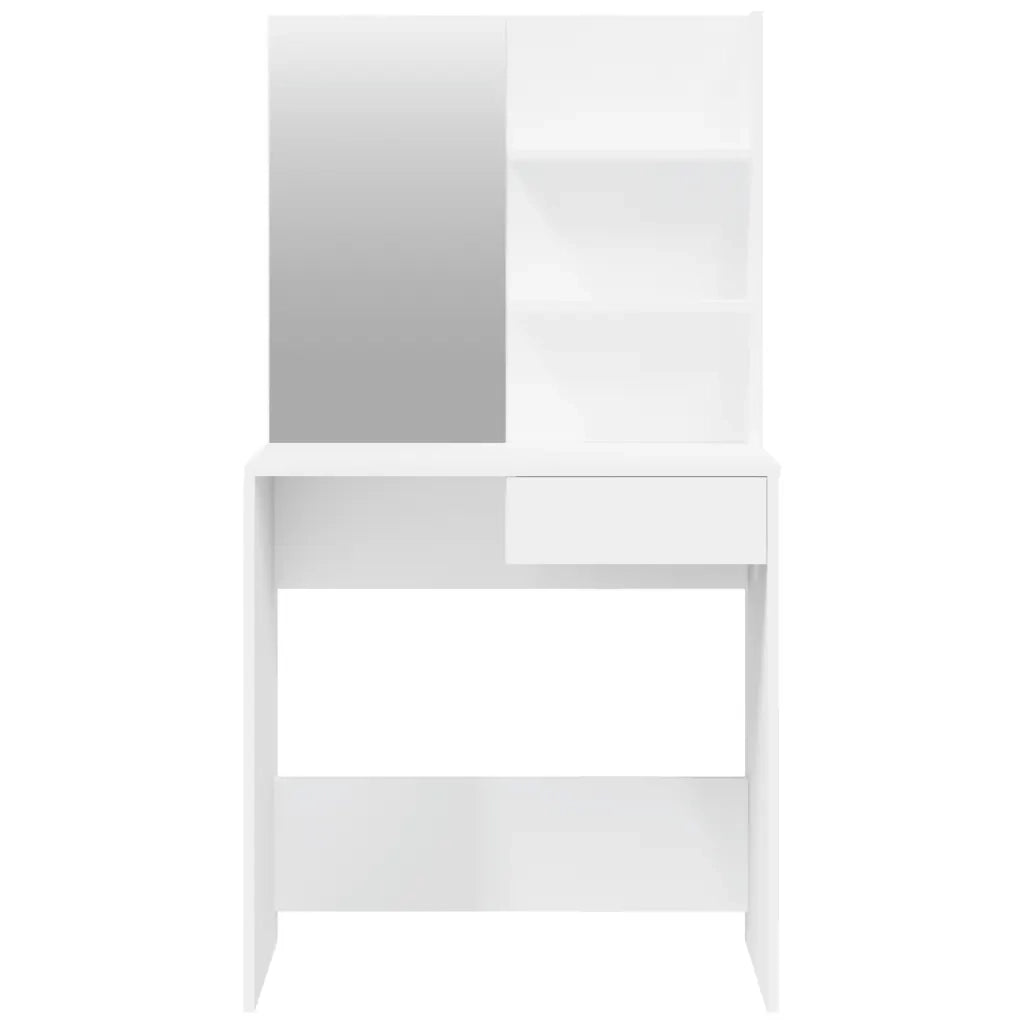 Toeletta con Specchio-Com¨°-Tavolo da trucco Bianco 74,5x40x141 cm