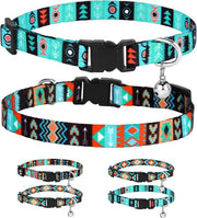 Collare per gatti con chiusura a click set a due pezzi Disegno tribale Azteco Sicurezza per animali Collare per gatti regolabile con campanello (Tribale + Etico)