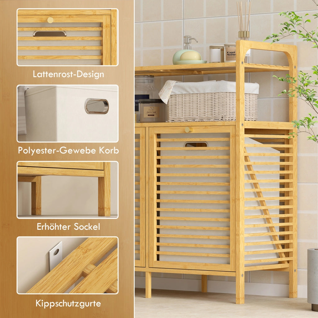 Mobile da bagno con cesti ¨C Minimal ¨C legno di bamb¨´ bianco crema
