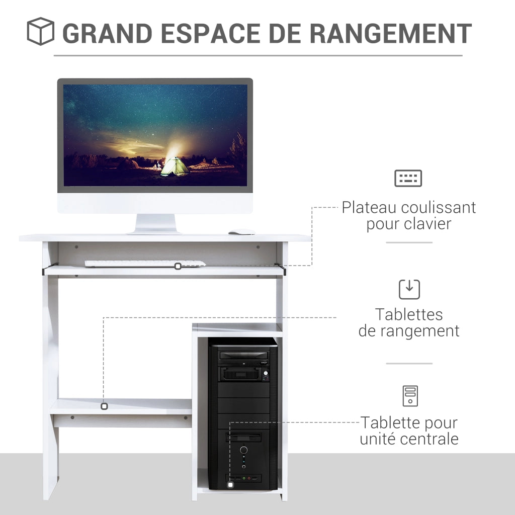 Scrivania per Computer con Cassetti e Supporto Monitor ¨C Zephmum ¨C Bianco 80x45x75 cm
