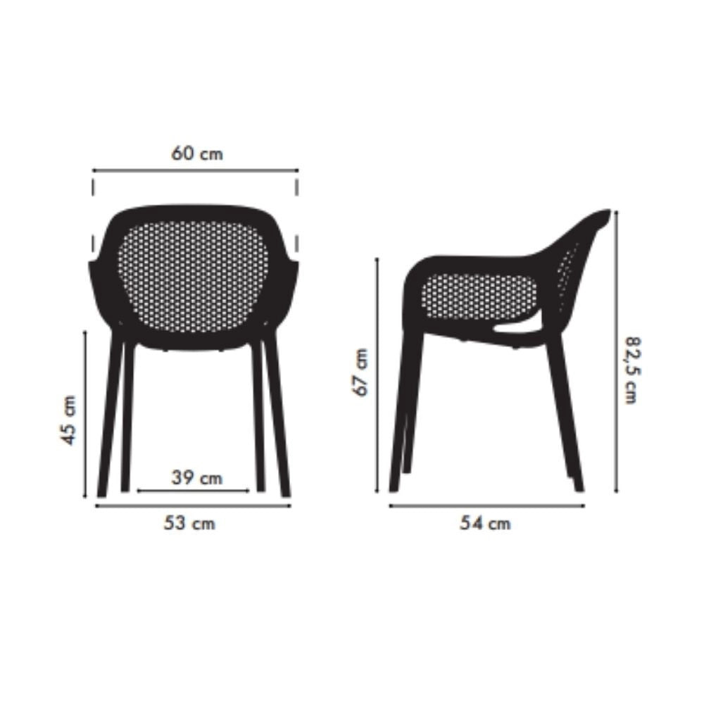 Set 4 poltrone polipropilene design Atra colore caffè beige