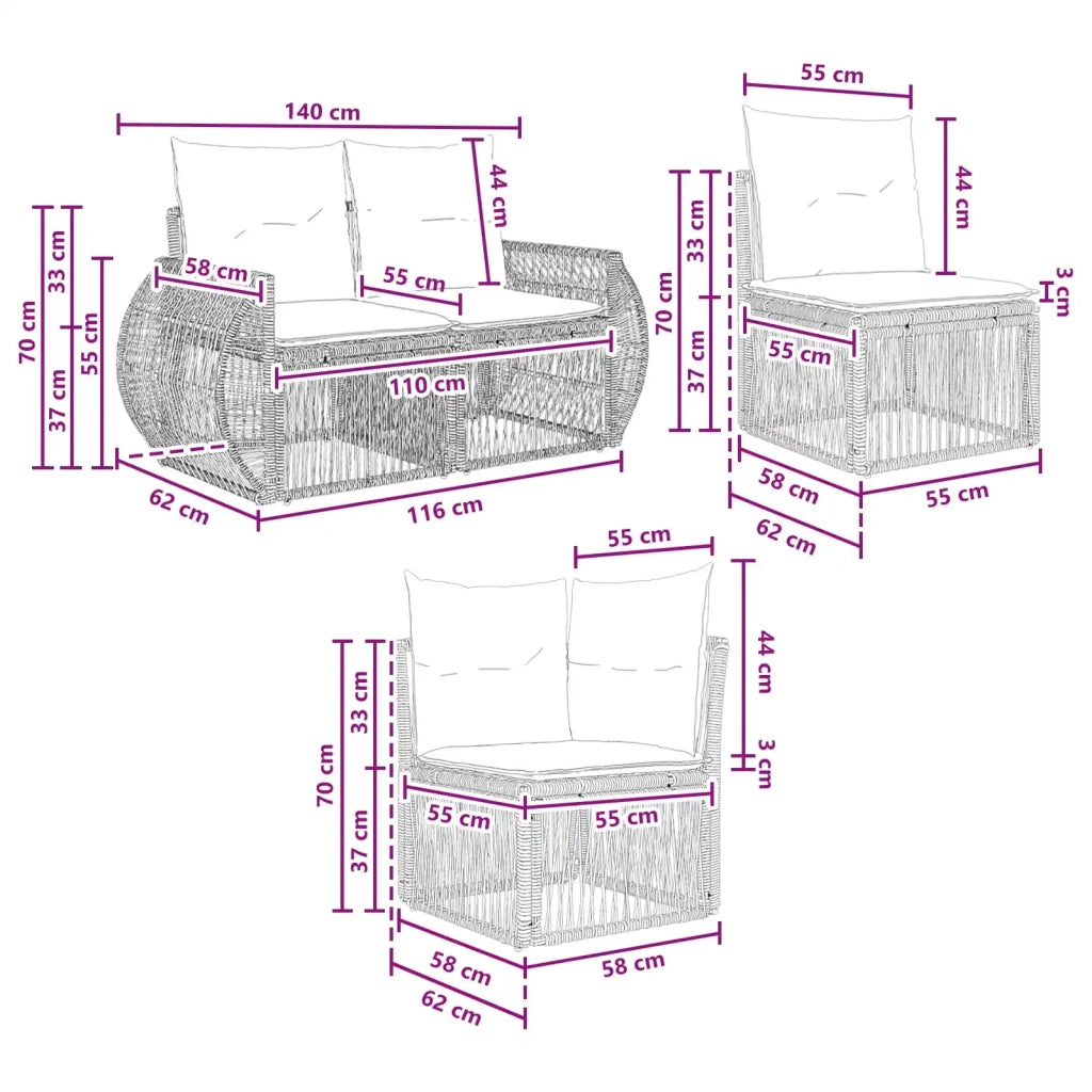Set Divano da Giardino 7 pz 7-Numero di posti 3435517
