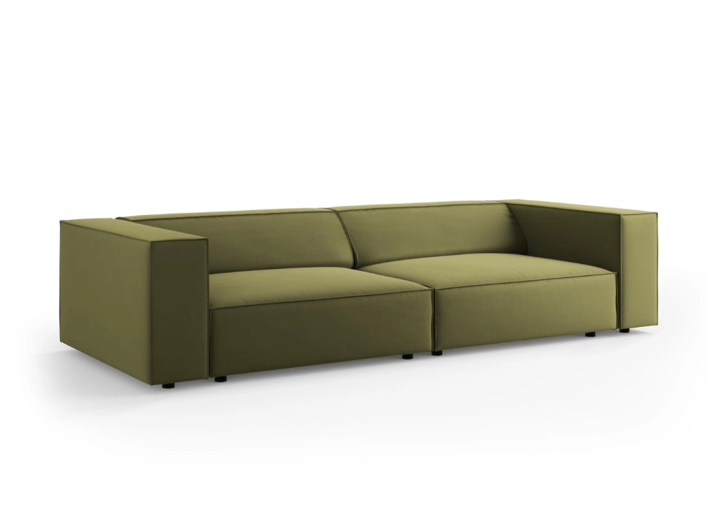 Cosmopolitan Design - Divano "Arendal" 4 posti in velluto verde chiaro 