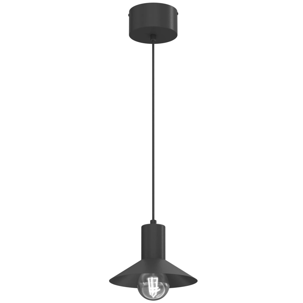 Lampada a sospensione Nox nera cono E27 20 cm Luminex