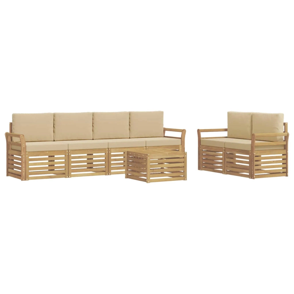 Set di divani da esterno 7 pcs Bianco e Beige Poliestere 3391438