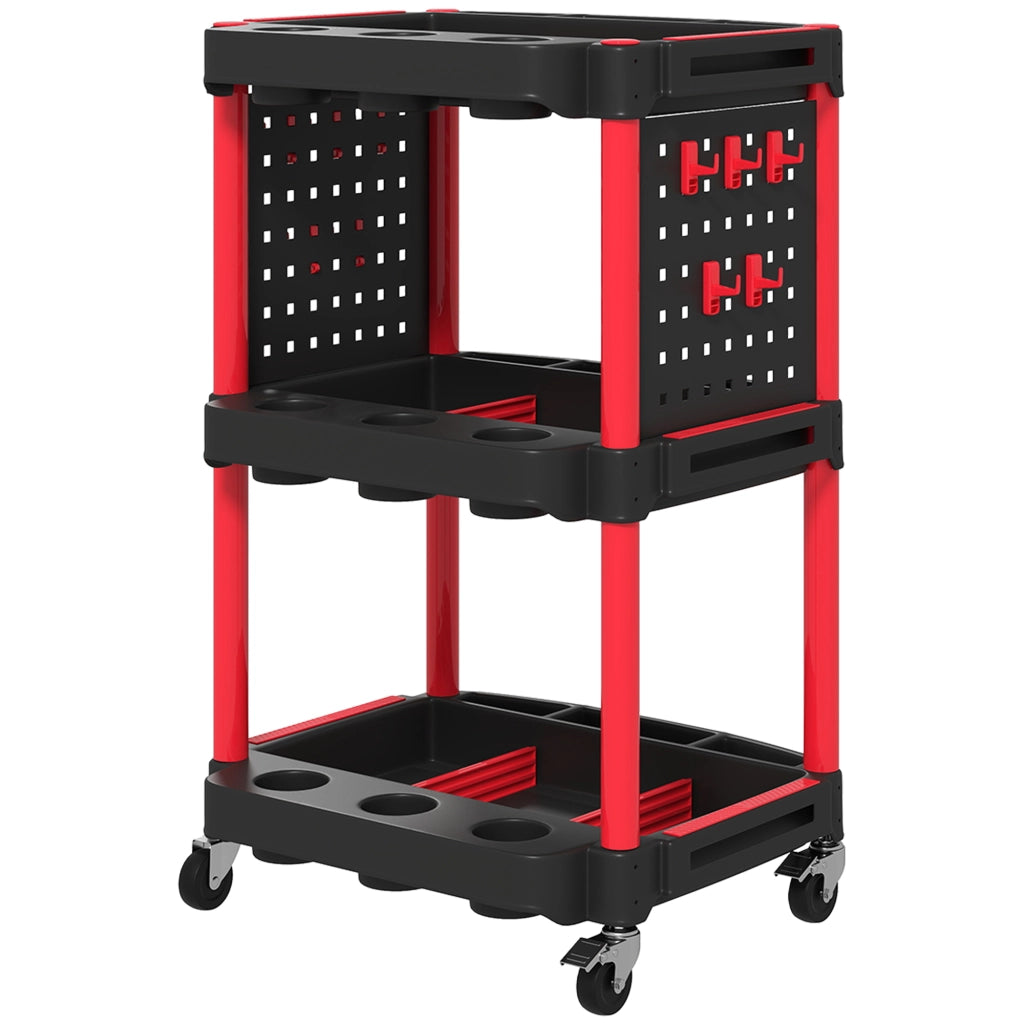 Carrello Porta Attrezzi a 3 Livelli ¨C Minimal ¨C Nero e Rosso