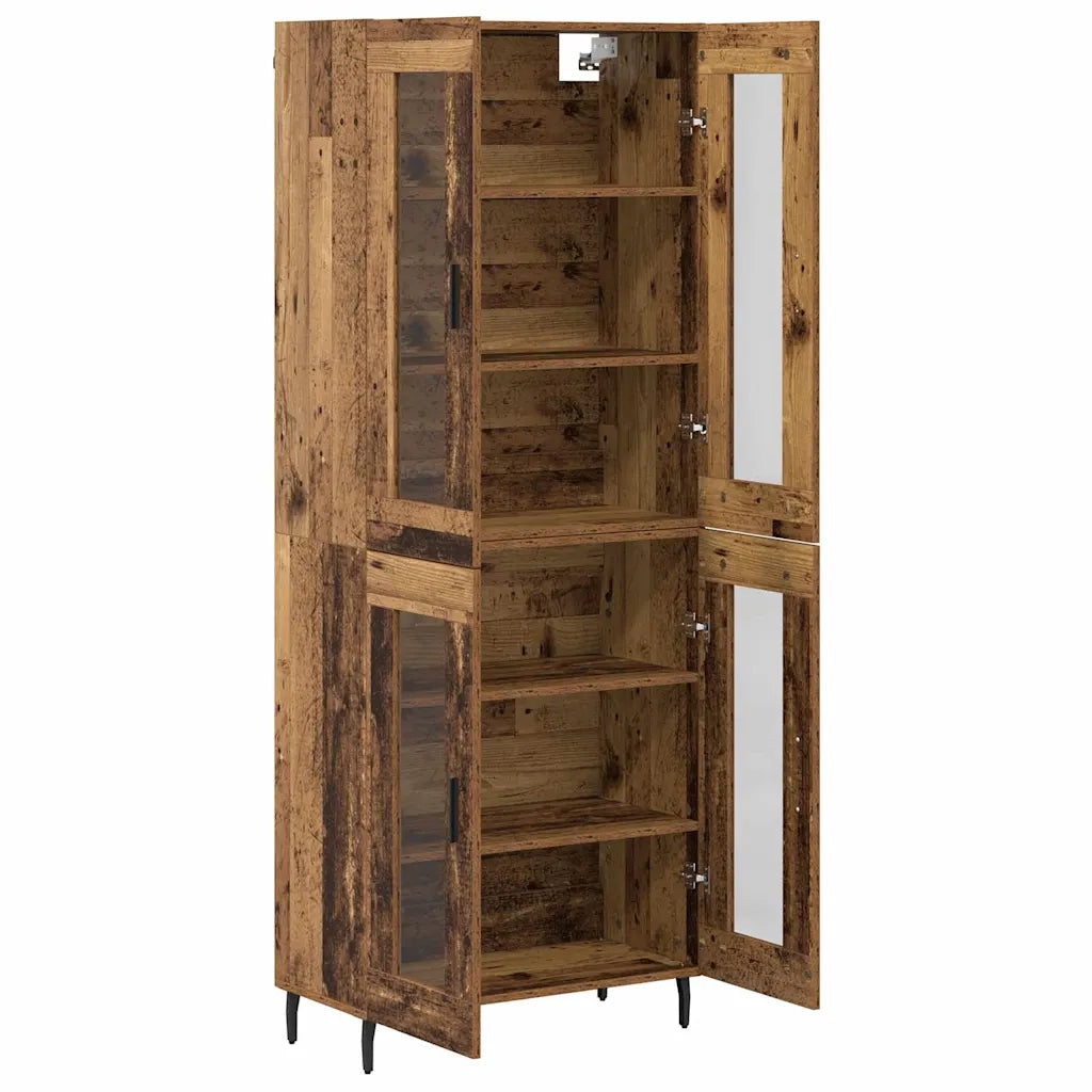 Credenza 2 pcs Legno vecchio Legno Stratificato e Vetro 3403180
