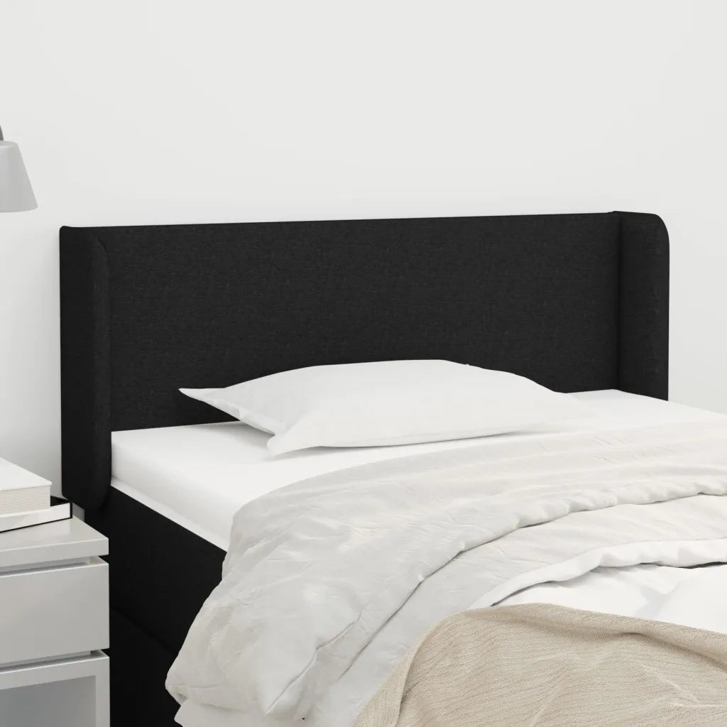 Testiera | Testata ad Orecchio Nera 83x16x78/88 cm in Tessuto