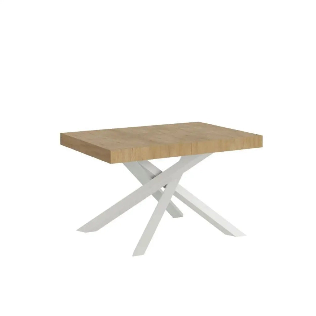 Tavolo allungabile 140/244x90 cm Volantis Premium colore quercia natura gambe bianche