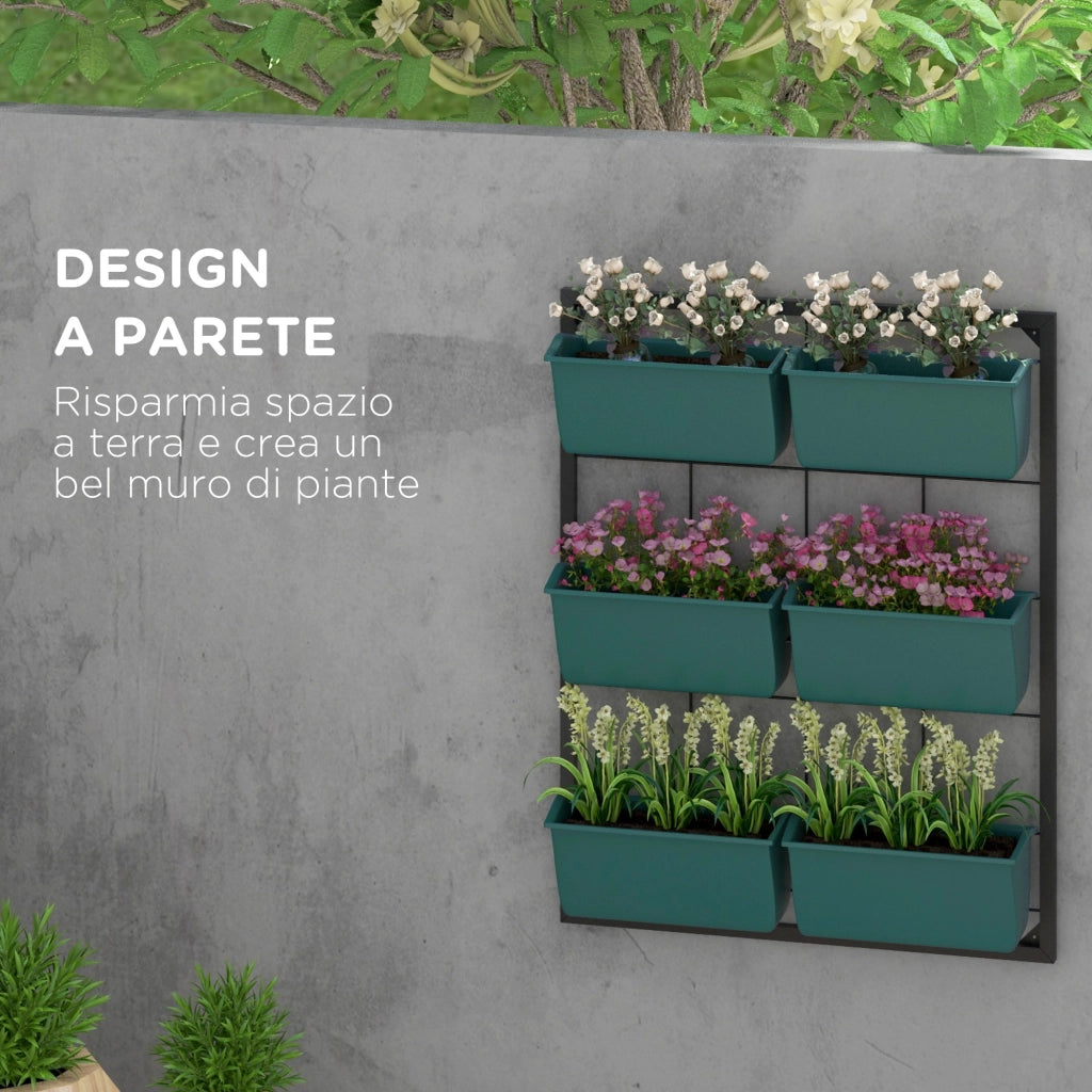 Orto Verticale da Parete ¨C Minimal ¨C Verde, Acciaio e Plastica, 52x14x66 cm