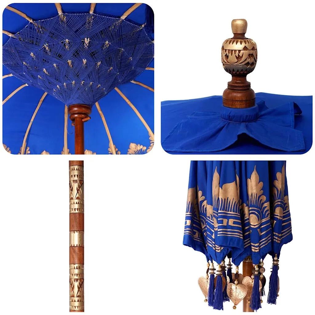 Parasol Balinese 260 Blu 210-220 cm Cotone e legno massello 3356894