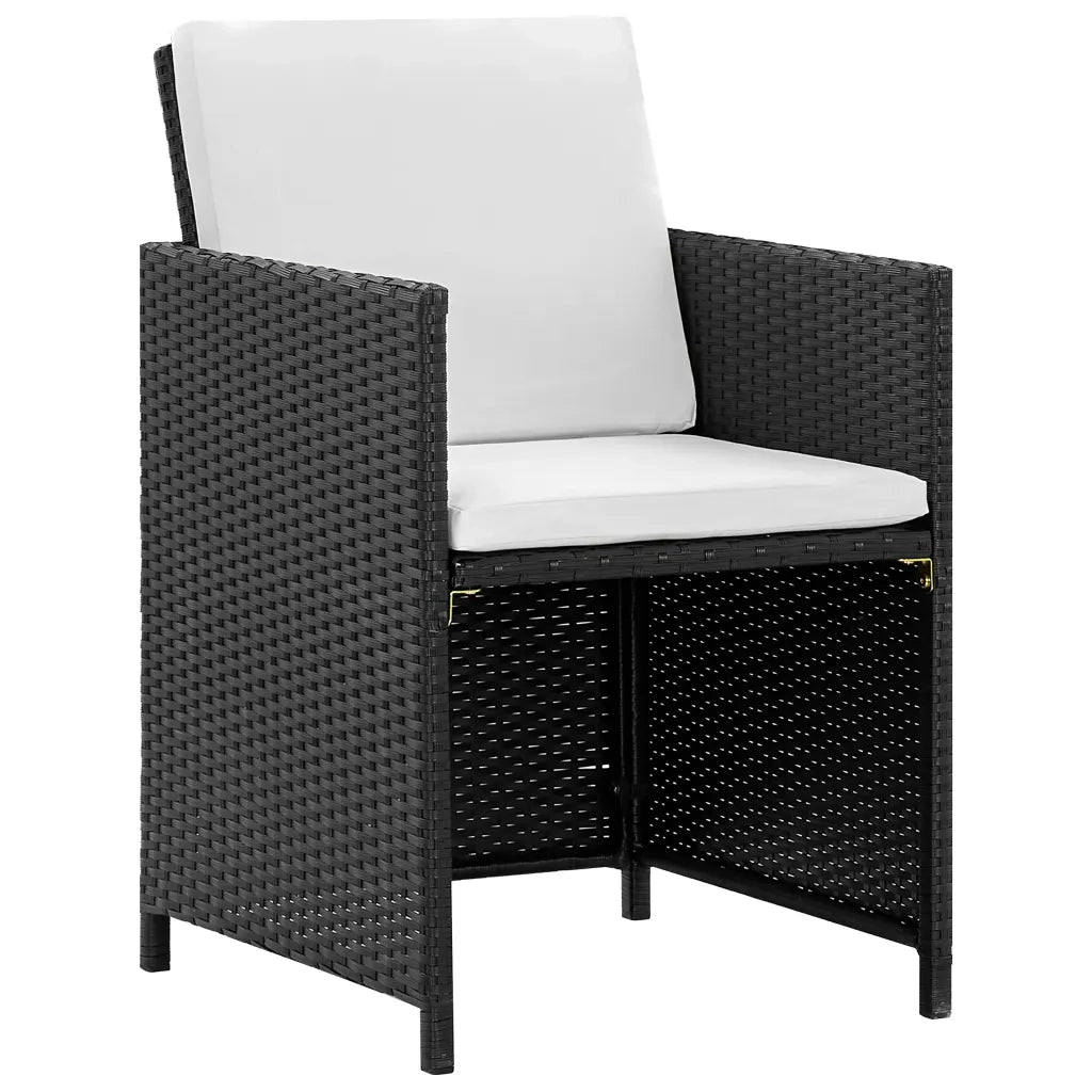 Set da Pranzo da Giardino 13 pz con Cuscini in Polyrattan Nero 42524