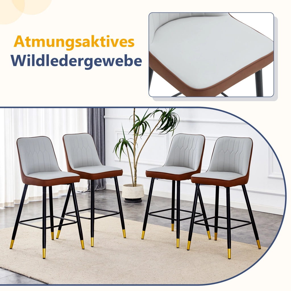 SGABELLI BAR Set da 2 pezzi 100 cm PU Grigio chiaro/Marrone Metallo nero