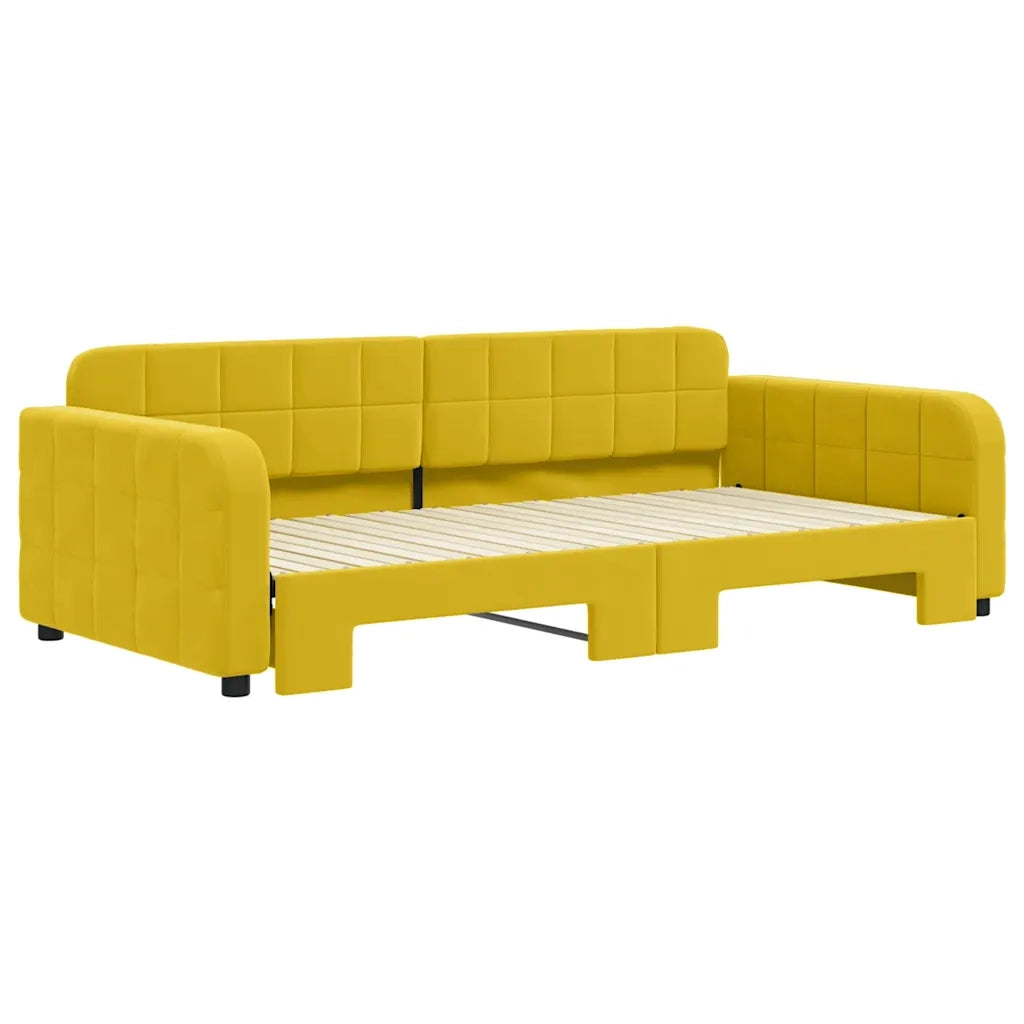 Divano Letto con Letto Estraibile Giallo 100x200 cm in Velluto 3196941