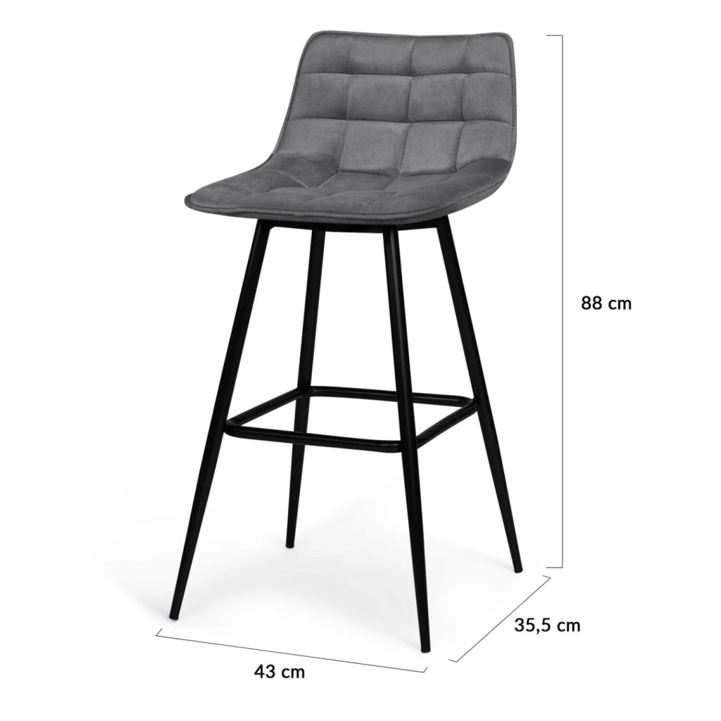 IDMarket - Set di 4 sgabelli da bar in velluto grigio chiaro MADY