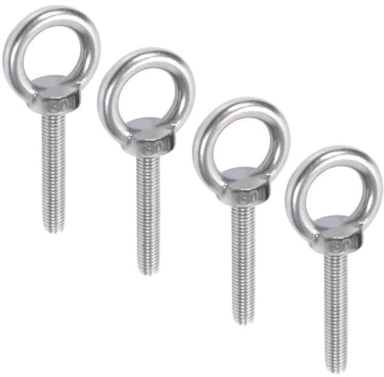 Occhielli M10 - 4 pezzi - Acciaio inossidabile 304 - Materiale di fissaggio - Diametro 8 mm - Altezza totale 80 mm - Occhiello