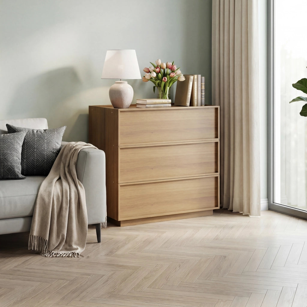 CASSETTIERA a 3 cassetti 80x48x78 cm Rovere