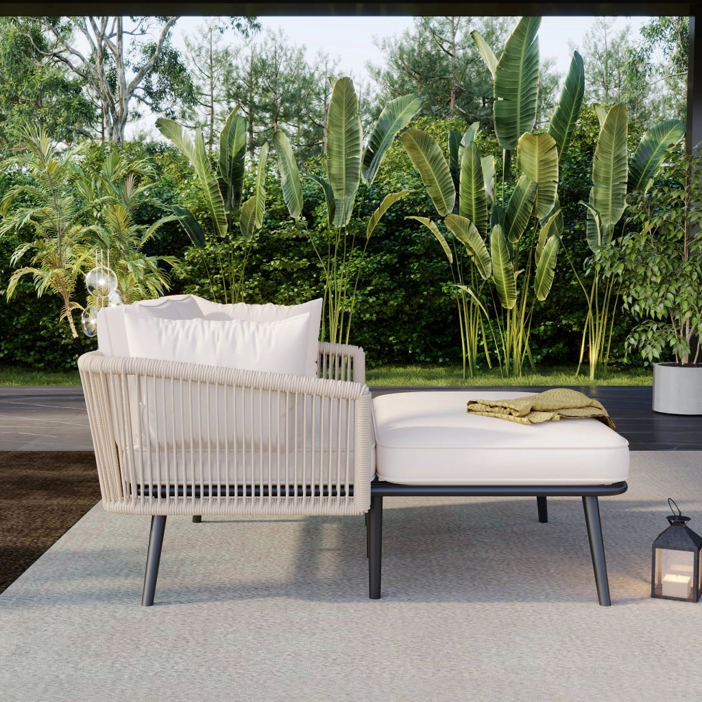 Divano da Giardino con Cuscini ¨C MINIMAL ¨C Beige, Set Lounge Esterno