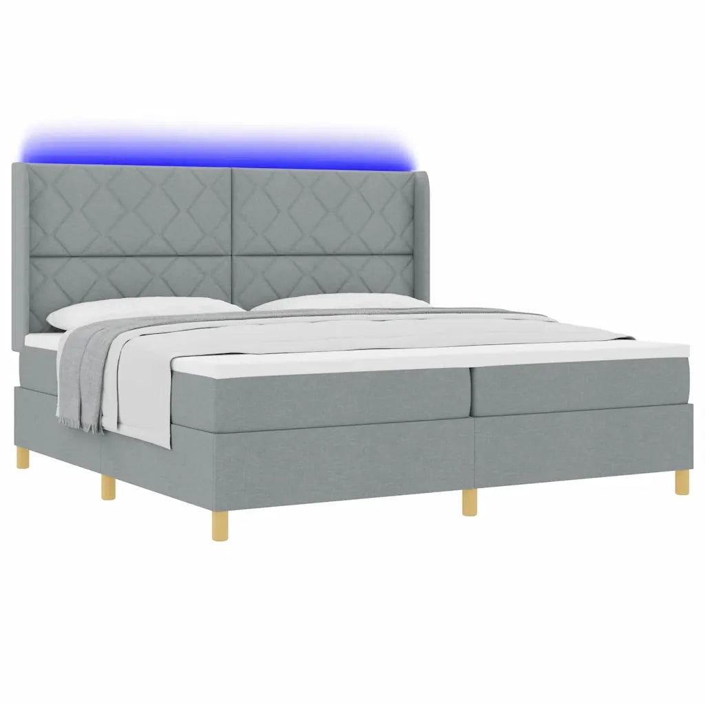 Letto a molle con materasso Grigio chiaro 200 x 200 cm Tessuto