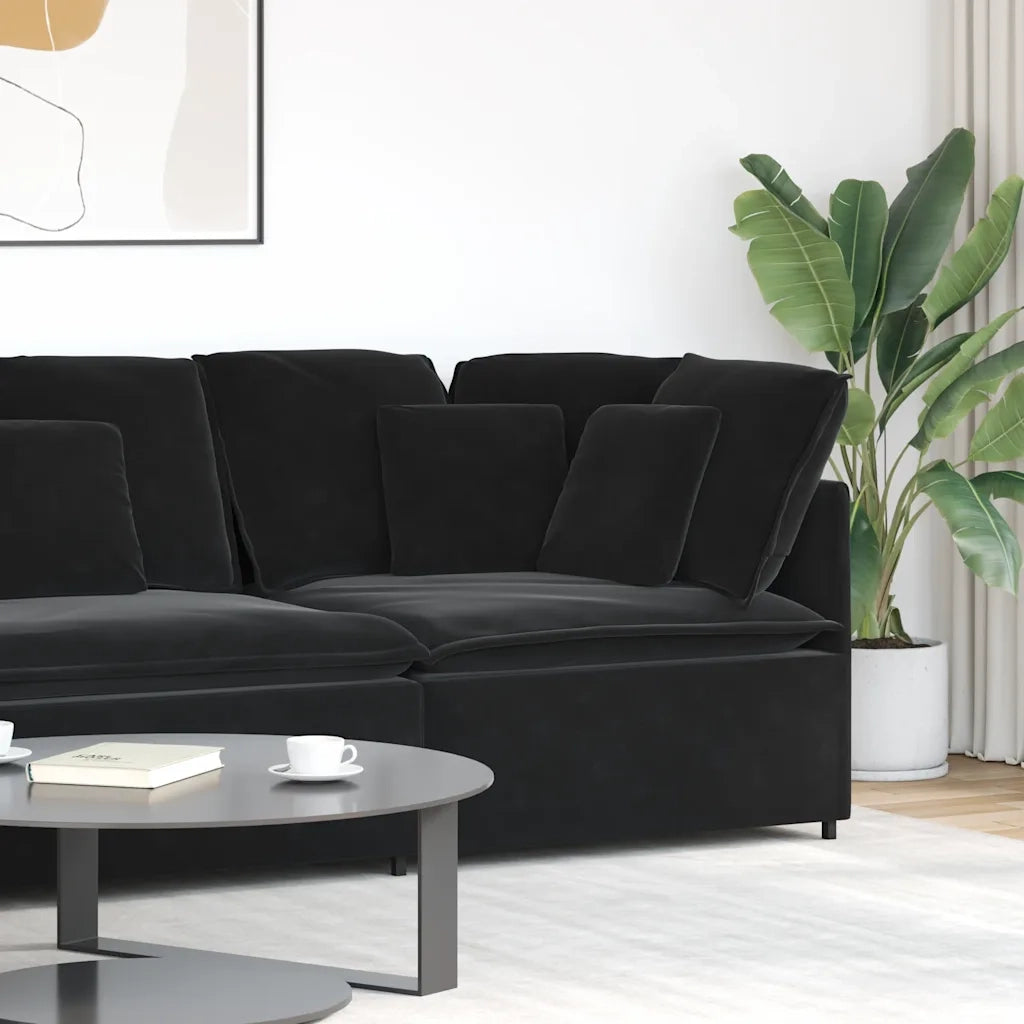 Modulo Angolare Divano Modulare con Cuscini Nero 100 cm 4104464