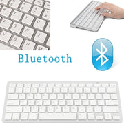 Trade Shop - Tastiera Qwerty Bluetooth Wireless Per Tablet Smartphone Smart Tv Pc Bianca Slim -