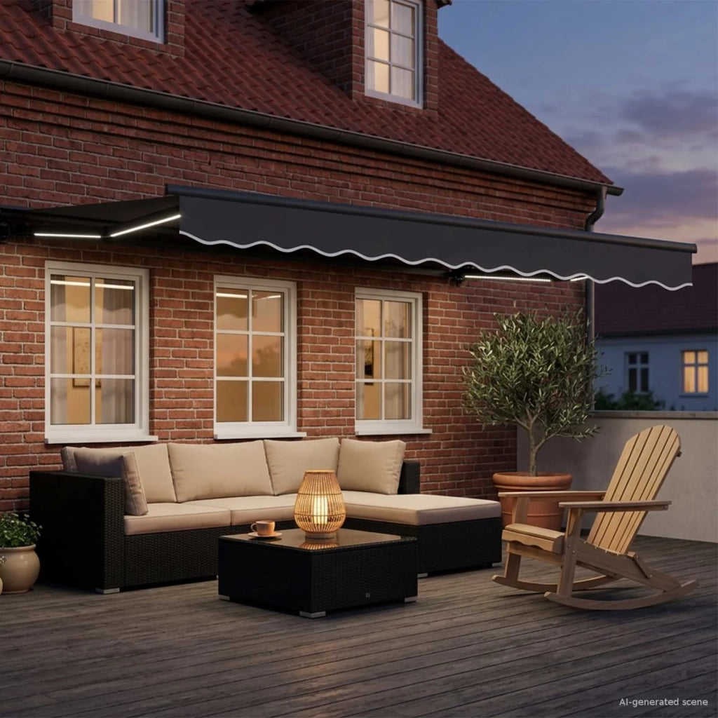 Cornice per Tenda Manuale con LED Antracite 3,5 x 2 m 3420765