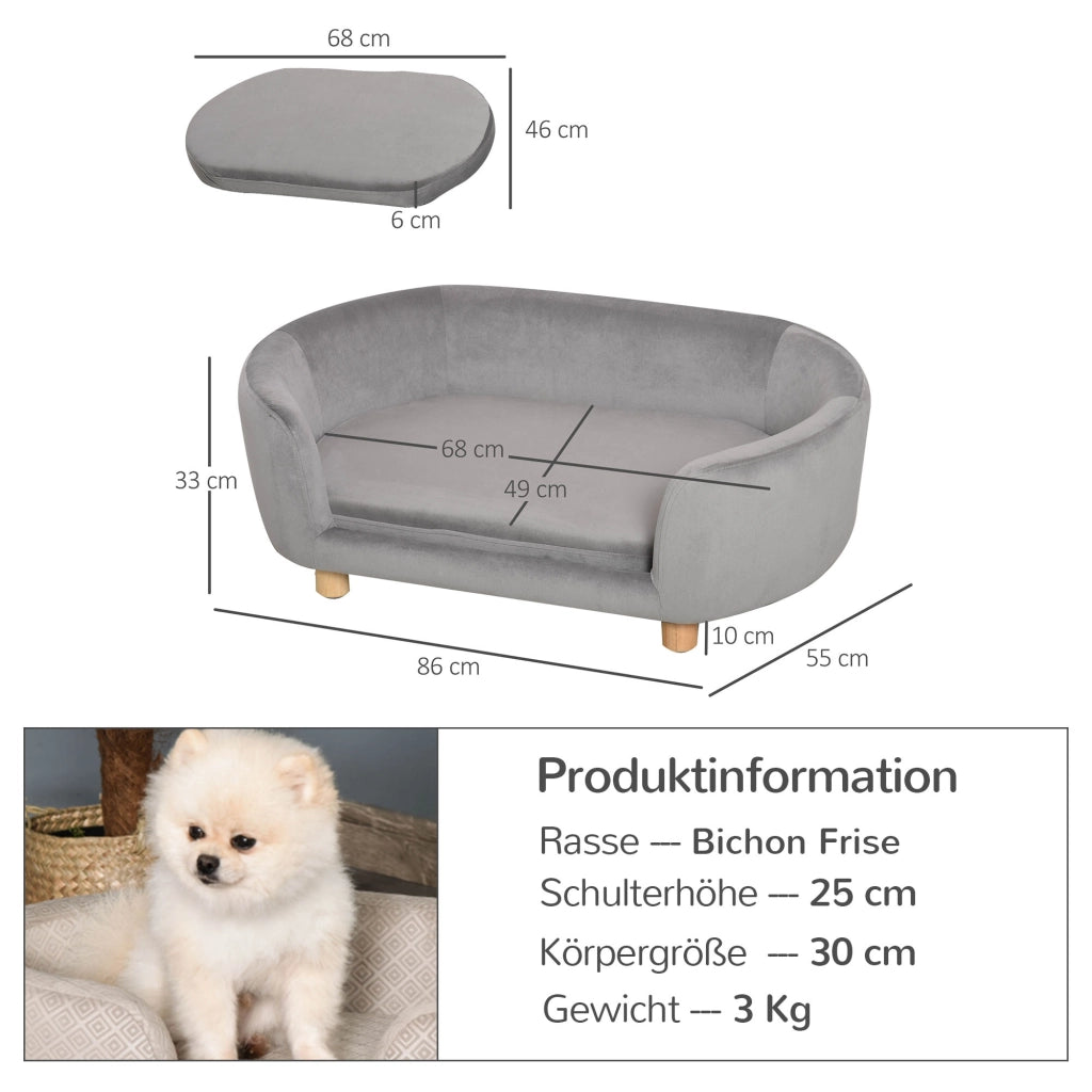 Letto per cani imbottito ¨C Minimal ¨C 86x55x33 cm grigio chiaro