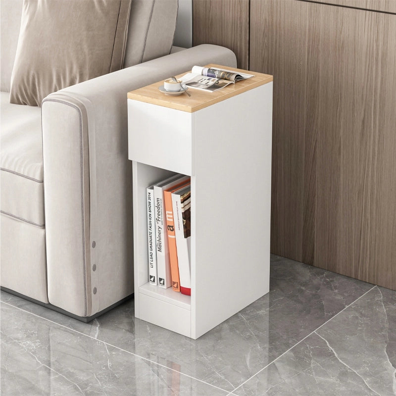 Comodino stretto con cassetto, tavolino con ripiano, moderno loft camera da letto 60 cm