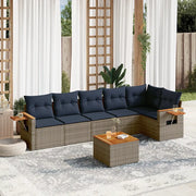 Set Divani da Giardino 7 pz con Cuscini Grigio in Polyrattan 3226838