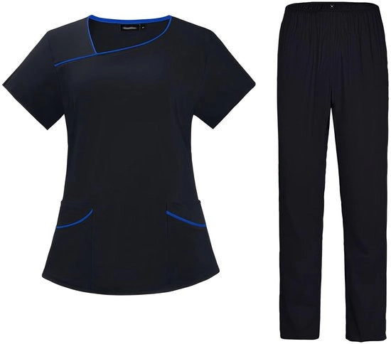 Set di scrivanie mediche ademendenti - manica corta - collo irregolare - pantalone yoga libero - impermeabile - comodo e informale - uniforme di cura