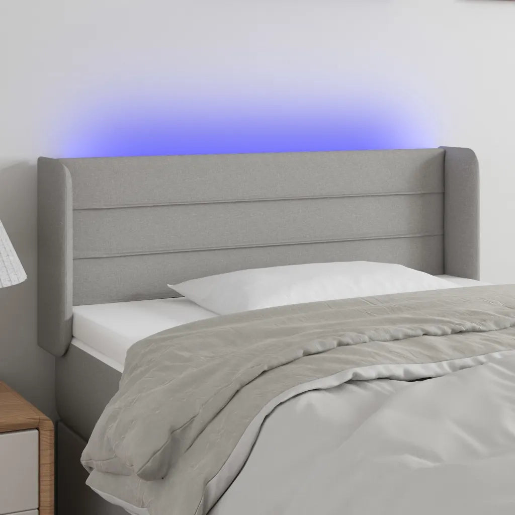Testiera | Testata Grigio Chiaro a LED 83x16x78/88 cm in Tessuto