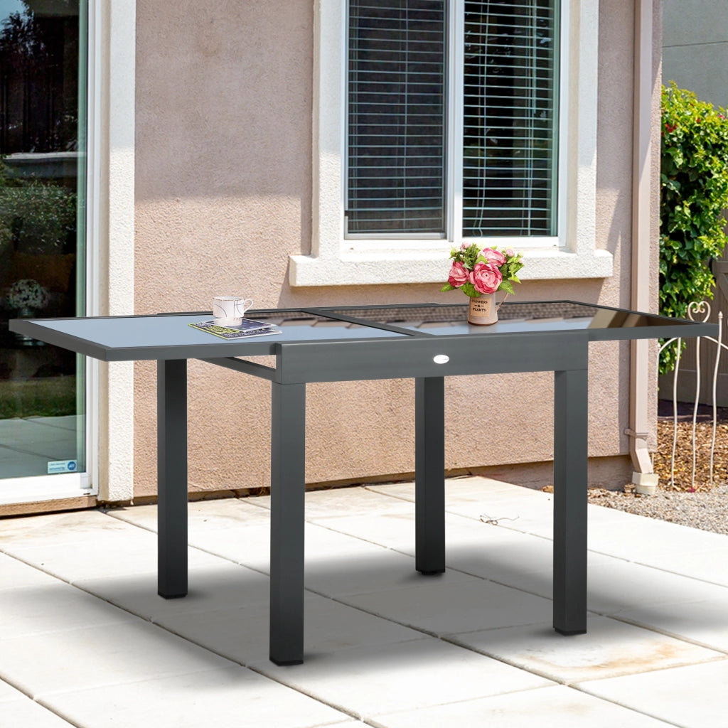 Tavolo da pranzo allungabile ¨C Xylo ¨C Alluminio grigio antracite, piano vetro temperato nero 160x80x75 cm