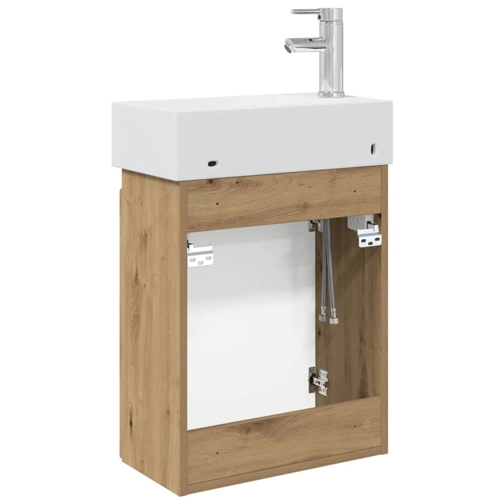 Mobile Bagno | Armadio da bagno con rubinetto Rovere Artigianale