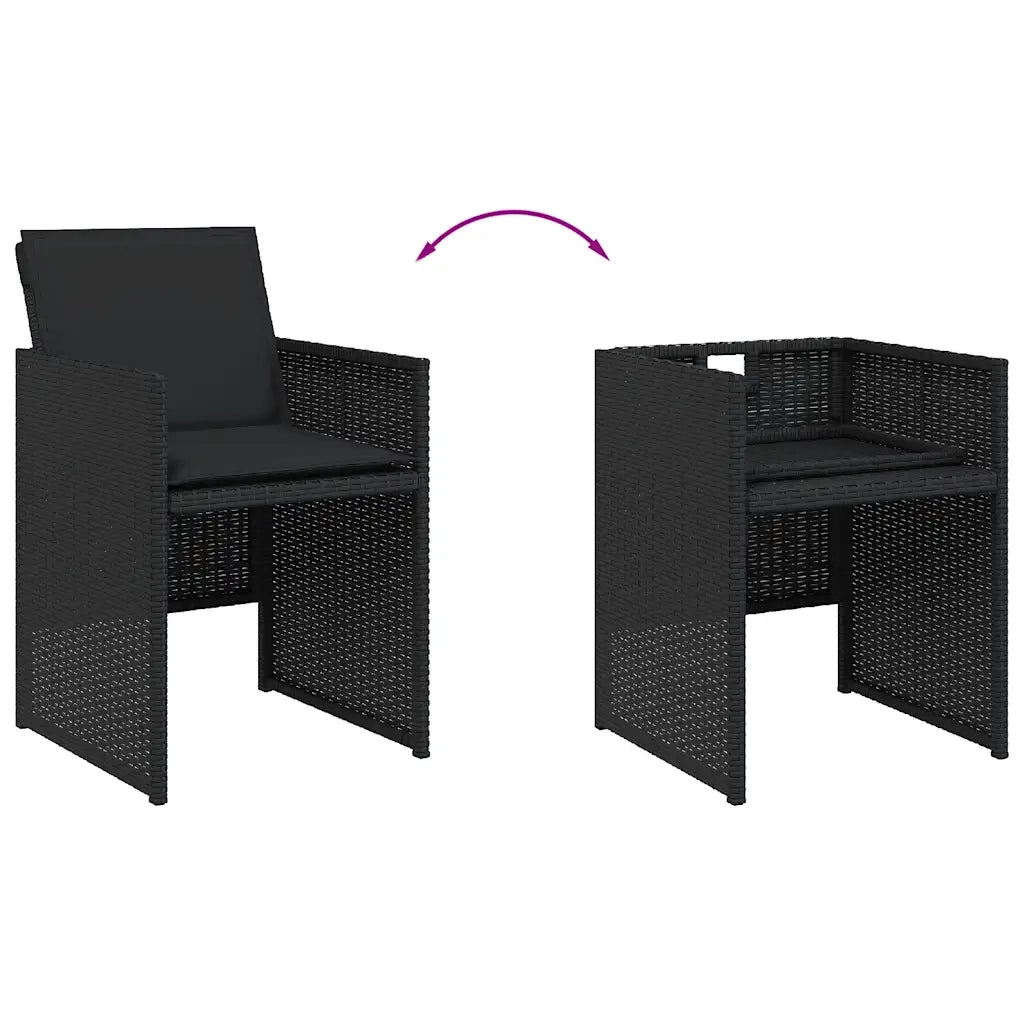Set da Pranzo da Giardino 13pz con Cuscini Nero in Polyrattan 3277806