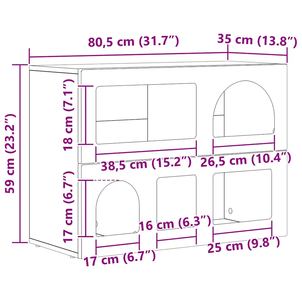 Credenza Legno vecchio 80.5 x 35 x 59 cm Legno multistrato 891332