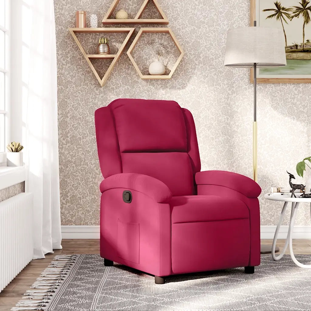 Poltrona Reclinabile Rosso Vino in Velluto 371802