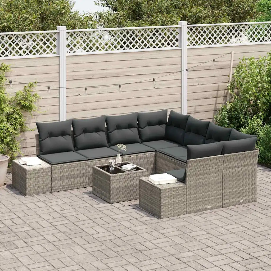Set Divano da Giardino 9 pcs Grigio chiaro polyrattan 3347002