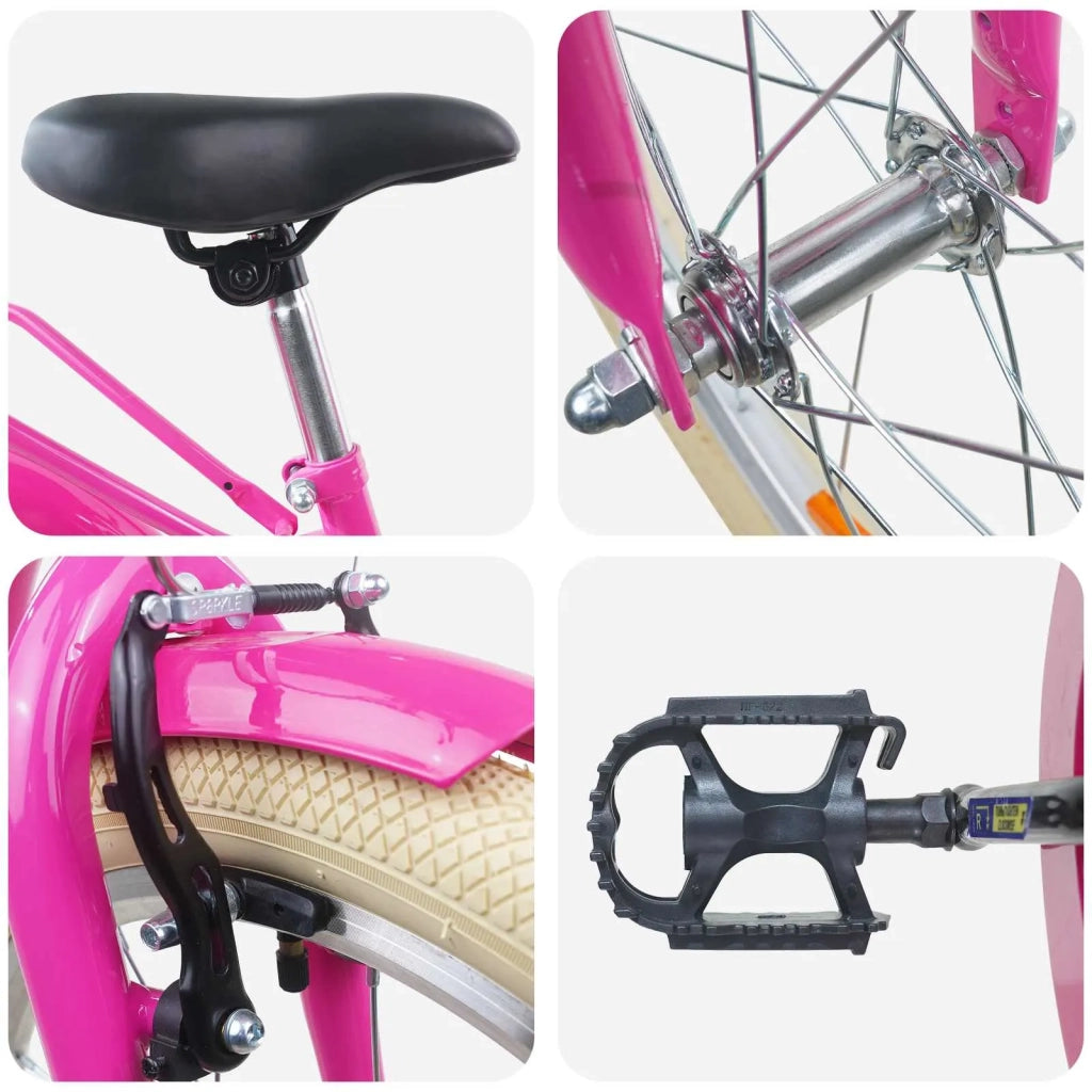 Bicicletta per Bambini 24 Pollici per 8-12 anni Rosa scuro