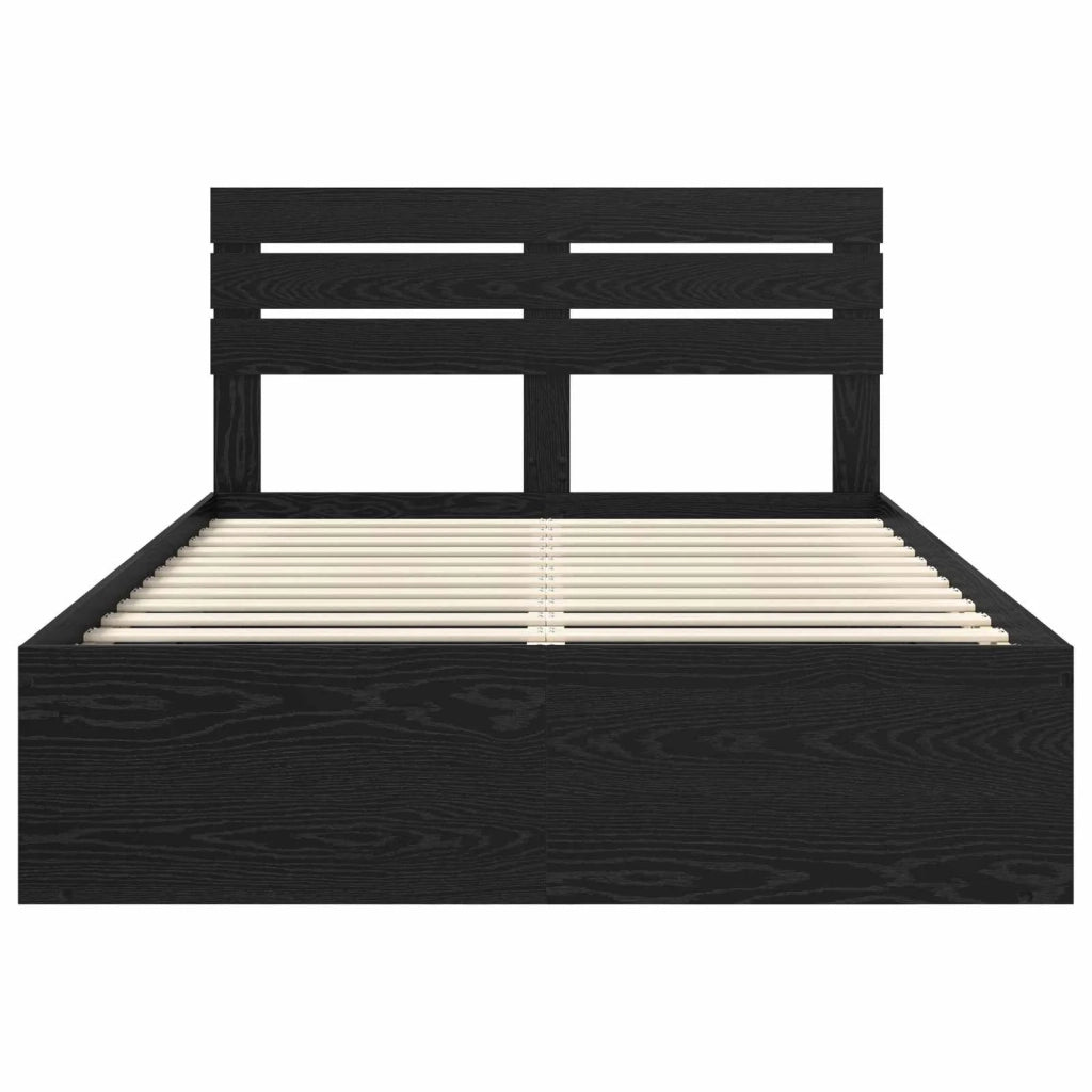 Letto matrimoniale | Letto per adulti | Struttura del letto Nero 150 x 200 cm Pino massello