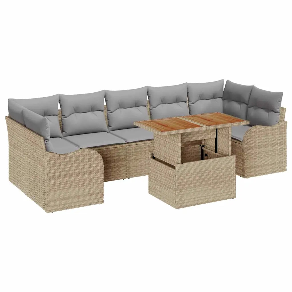 Set Divano da Giardino 8 pcs Beige Poly Rattan 3358163