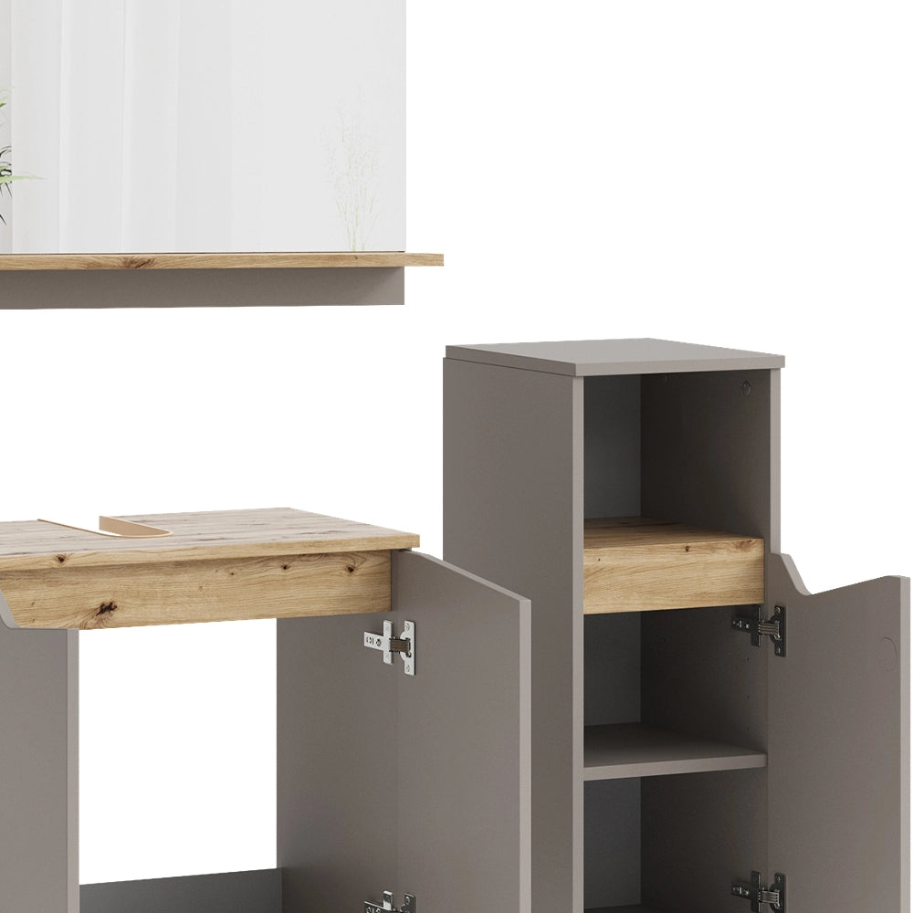 Vicco Mobiletto Grigio 3 pezzi, con cabinet midi