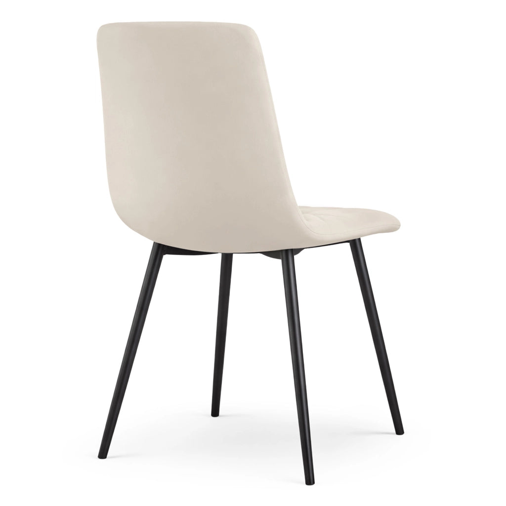 Sedia in velluto trapuntata NERO Beige gambe nere