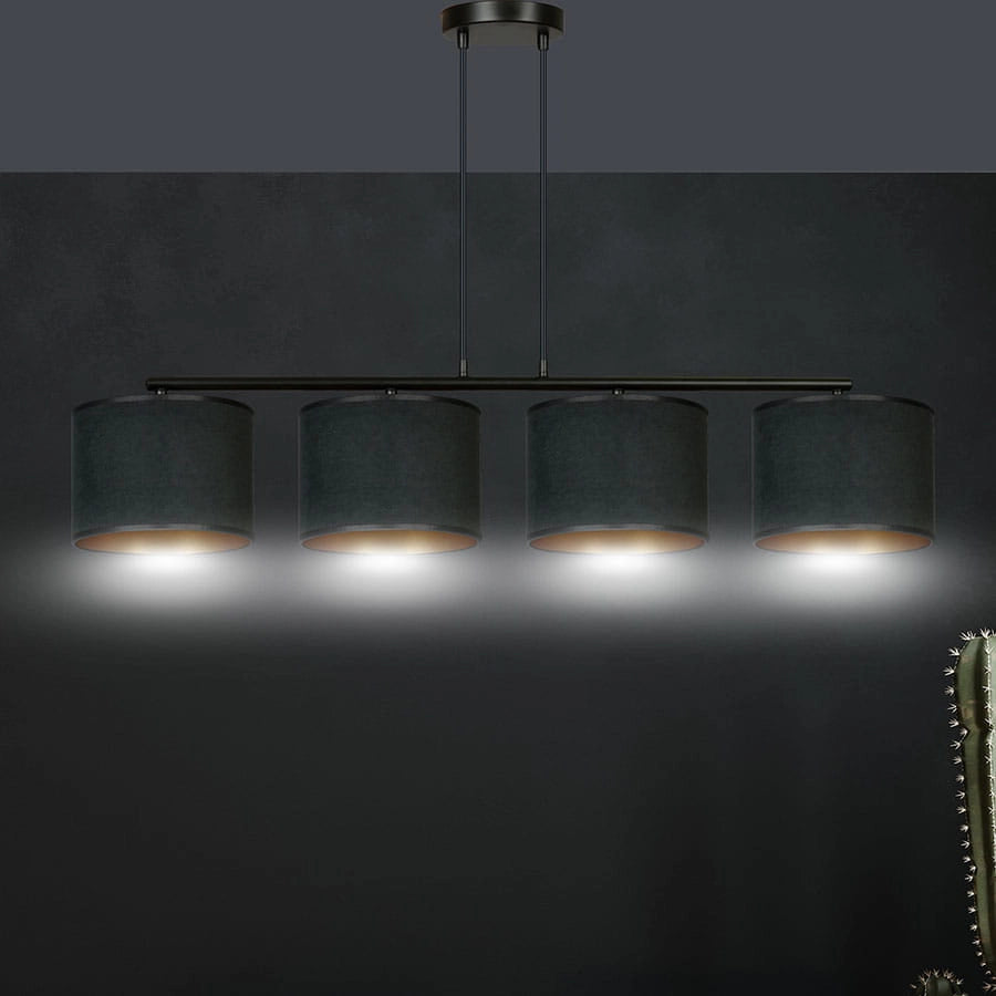Lampadario Emibig Hilde 4 luci E27 nero/oro dimmerabile